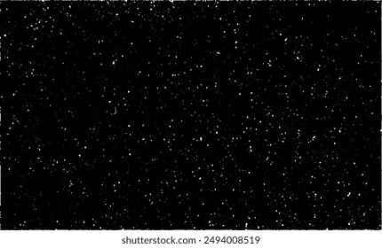 Nieve, estrellas, luces de hadas centelleantes, gotas de lluvia sobre fondo negro. Abstractas Vector. Pequeñas partículas de escombros y polvo. Superposición de textura de grunge desigual estresada.
