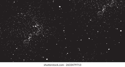 Snow, stars, fairy twinkling lights, rain drops on black background. Abstract vector noise. Small particles of debris and dust. Distressed uneven grunge texture overlay.
