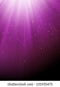 Snow and stars falling on purple rays. EPS 8 vector file included