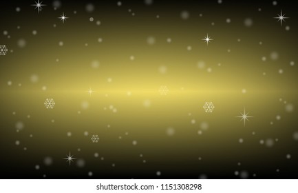 Snow and stars on golden Christmas background with copy space for your text, Vector illustration eps10.