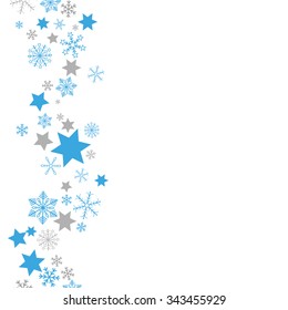 Snow  an stars on the white background. Eps 10 vector file.