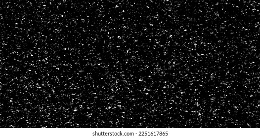 Snow, stars, twinkling lights, rain drops on black background. Abstract vector noise. Small particles of debris and dust. Distressed uneven grunge texture overlay.