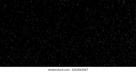 Snow, stars, twinkling lights, rain drops on black background. Abstract vector noise. Small particles of debris and dust. Distressed uneven grunge texture overlay.