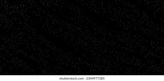 Snow, stars, twinkling lights, rain drops on black background. Abstract vector noise. Small particles of debris and dust. Distressed uneven grunge texture overlay.