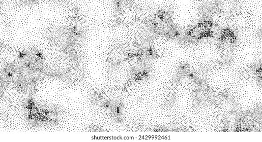 Snow, stars, twinkling lights, rain drops on black background. Abstract vector noise. Small particles of debris and dust. Distressed uneven grunge texture overlay.