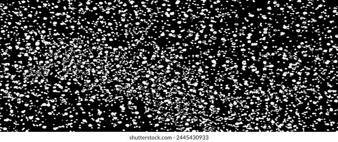 Snow, stars, twinkling lights, rain drops on black background. Abstract vector noise. Small particles of debris and dust. Distressed uneven grunge texture overlay.