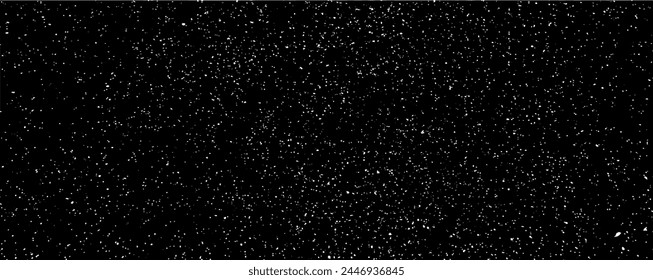 Snow, stars, twinkling lights, rain drops on black background. Abstract vector noise. Small particles of debris and dust. Distressed uneven grunge texture overlay.
