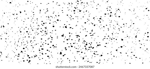 Snow, stars, twinkling lights, rain drops on black background. Abstract vector noise. Small particles of debris and dust. Distressed uneven grunge texture overlay.