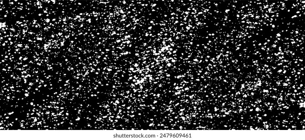 Snow, stars, twinkling lights, rain drops on black background. Abstract vector noise. Small particles of debris and dust. Distressed uneven grunge texture overlay.