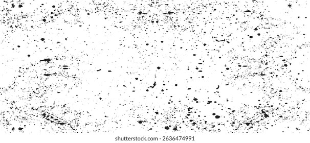 Snow, stars, twinkling lights, rain drops on black background. Abstract vector noise. Small particles of debris and dust. Distressed uneven grunge texture overlay.