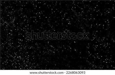 Snow, stars, twinkling lights, rain drops on black background. Abstract vector noise. Small particles of debris and dust. Distressed uneven grunge texture overlay.