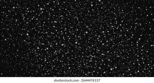 snow, stars, white dots bokeh on black background