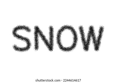 Snow stipple dots typography silhouette icon. Festive black lettering on a white background.