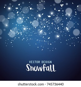 Snow storm effect with falling snowflakes, vector illustration.