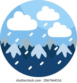 Snow storm in mountains, illustration, vector, on a white background.