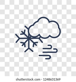 Snow storms icon. Trendy linear Snow storms logo concept on transparent background from Weather collection
