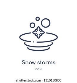 snow storms icon from weather outline collection. Thin line snow storms icon isolated on white background.