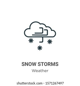 Snow storms outline vector icon. Thin line black snow storms icon, flat vector simple element illustration from editable weather concept isolated on white background