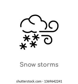 snow storms vector line icon. Simple element illustration. snow storms outline icon from weather concept. Can be used for web and mobile