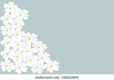 Snow In Summer Flowers Pattern On Icy Blue Background.