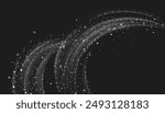 Snow swirls isolated on white background. Vector realistic illustration of shimmering white powder flying in darkness, frosty winter air during snowstorm, magic snowflakes vortex sparkling at night