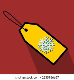 Snow in tag vector icon with maroon background, vector illustation, shadow 