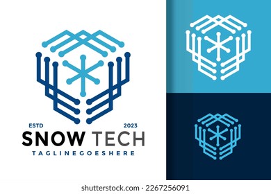 Logotipo único de hielo de invierno de la tecnología de nieve