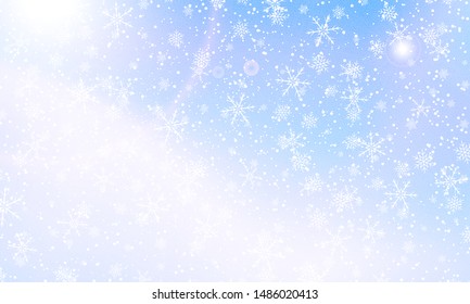 Snow texture. Winter background. Vector illustration. Snowfall sky. Christmas background. Glitter falling snow.