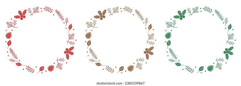Snow texture winter plant frame Christmas frame set