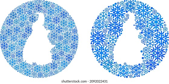Snow Tocantins State map mosaic designed with sphere and subtracted shape. Vector Tocantins State map mosaic of snow parts in various sizes and blue color tones. Created for Christmas templates.