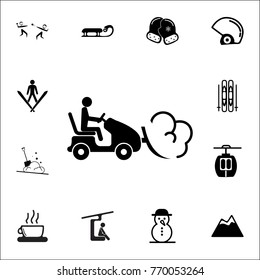 snow tractor with snowdrift in plow icon. Set of elements Christmas Holiday or New Year icons. Winter time premium quality graphic design collection icons for websites, web design on white background