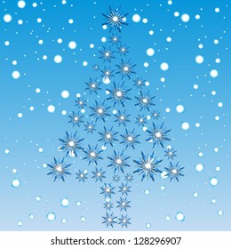 snow tree, abstract vector art illustration; image contains transparency