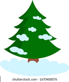 Snow tree, illustration, vector on white background.