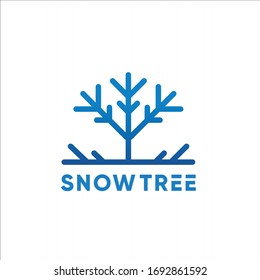snow tree logo minimal flat vector element design