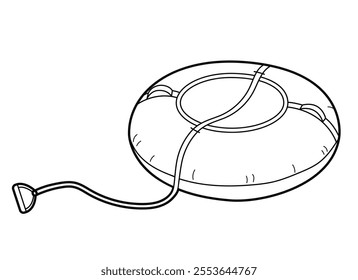 Snow tube. Tubing for skiing in the snow. Winter sport. Outline illustration, isolated on white background, design elements