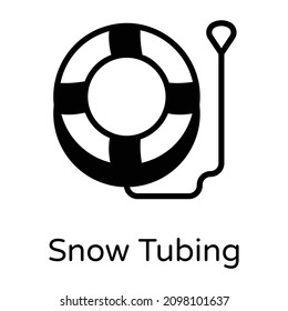 Icono de estilo sólido de tubos de nieve, aventura de invierno 

