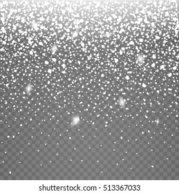 Snow vector effect isolated. Falling Snow winter cold weather. Christmas snowfall decoration background.