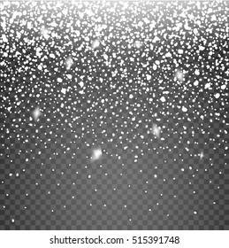 Snow vector effect isolated. Falling Snow winter cold weather. Christmas snowfall decoration background.