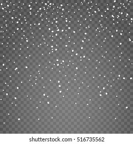 Snow vector effect isolated. Falling Snow winter cold weather. Christmas snowfall decoration background.