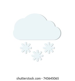 Snow vector icon; weather sign, cut out from paper. Paper cut snowfall symbol. Element for scrapbooking