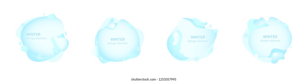 Snow vector shapes, a bunch of snow. Abstract winter gradient design elements. Snow and snowflakes.  Modern graphic elements for flyer, brochures, presentation, banner. Vector template.