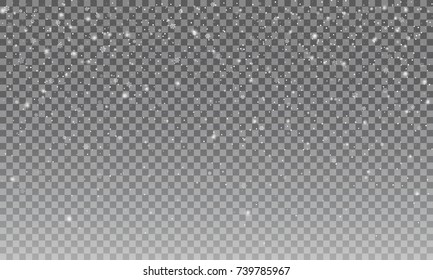 Snow. Vector transparent snow background. Christmas and New Year decoration.