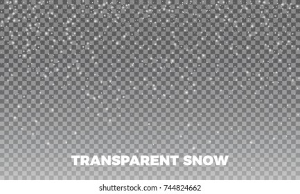 Snow. Vector transparent snow background. Christmas and New Year decoration.