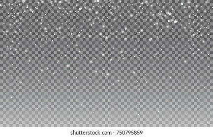 Snow. Vector transparent snow background. Christmas and New Year decoration.