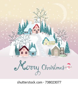 Snow village vector background