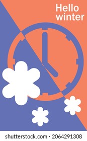 Schneebau. Winterzeitdruckvorlage, Hintergrundmuster zum Thema Winter für Flyer, Karten, Broschüren, Poster. Hintergrund für Ihre sozialen Netzwerke. Flaches Vektordesign.