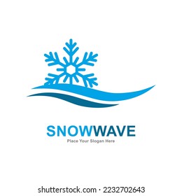 Snow wave logo vector design . Suitable for business, web, weather, snowflake symbol
