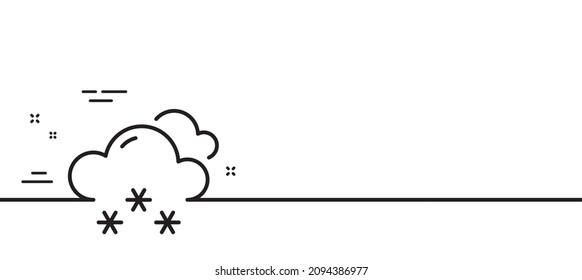 Snow weather forecast line icon. Clouds with snowflake sign. Cloudy sky symbol. Minimal line illustration background. Snow weather line icon pattern banner. White web template concept. Vector