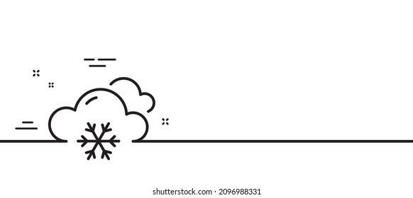 Snow weather forecast line icon. Clouds with snowflake sign. Cloudy sky symbol. Minimal line illustration background. Snow weather line icon pattern banner. White web template concept. Vector