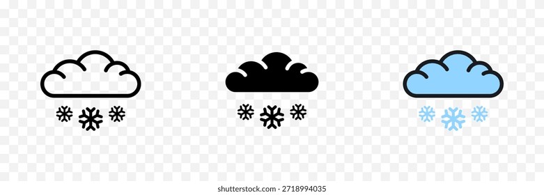 Snow weather icons cloud snowfall minimal outline vector illustration